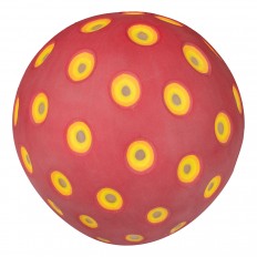 Spherical red and yellow polka dot Murano glass vase